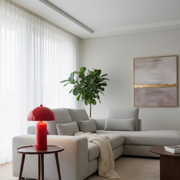 آباژور و چراغ رومیزی قرمز