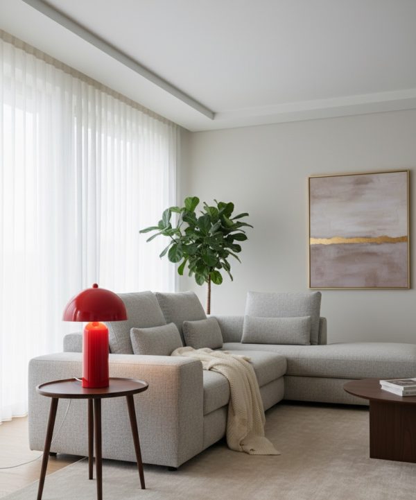 آباژور و چراغ رومیزی قرمز